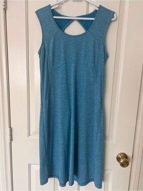 Prana Teal Midi Dress with Cross-Back Detail